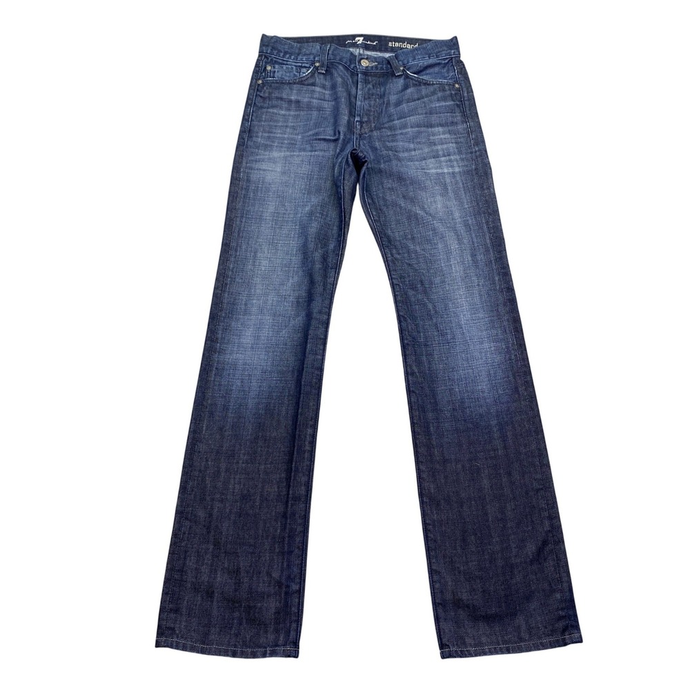 7 For All Mankind Standard Straight Leg Jeans Mens 29 Dark Wash Button Fly USA
